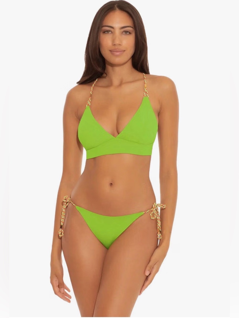 New Becca Virtue Jessica Reversible Halter Bikini Set Women, top-Large bottom-Sm